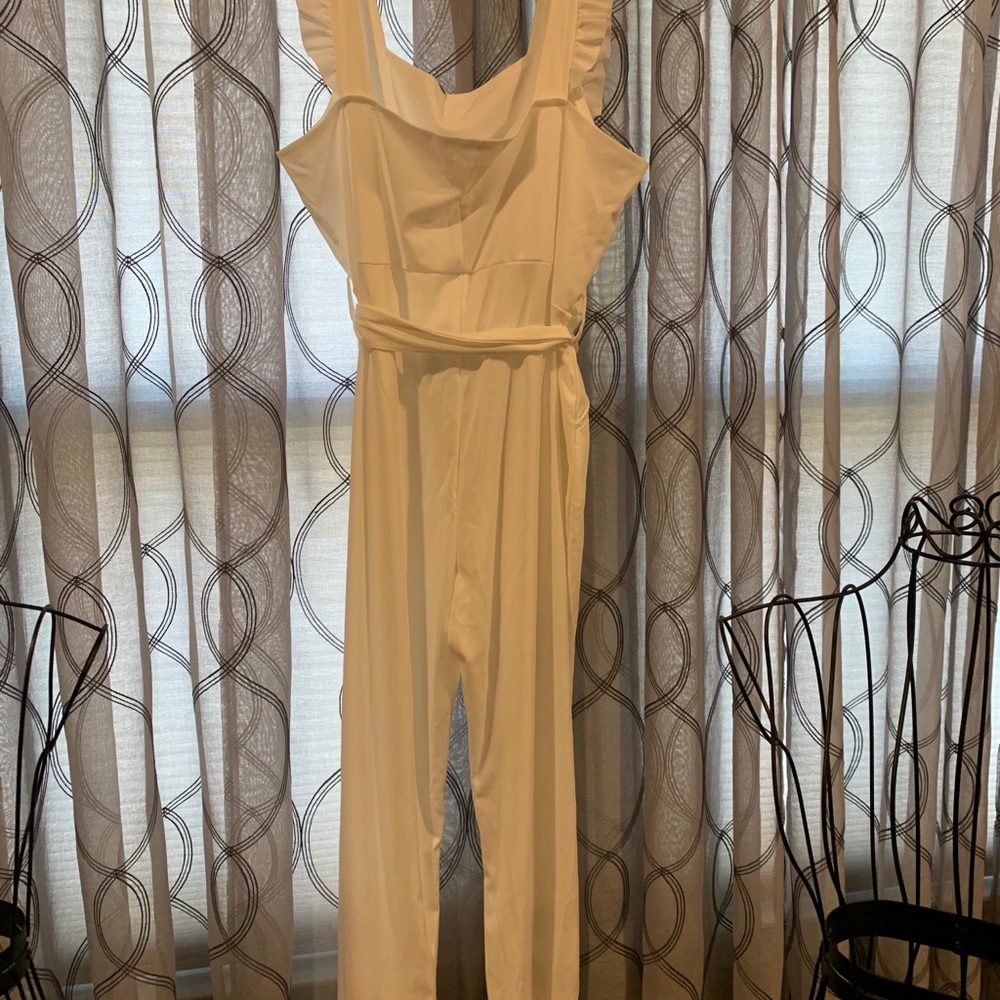 White Ruffle Jumpsuit - Picture 3 of 3